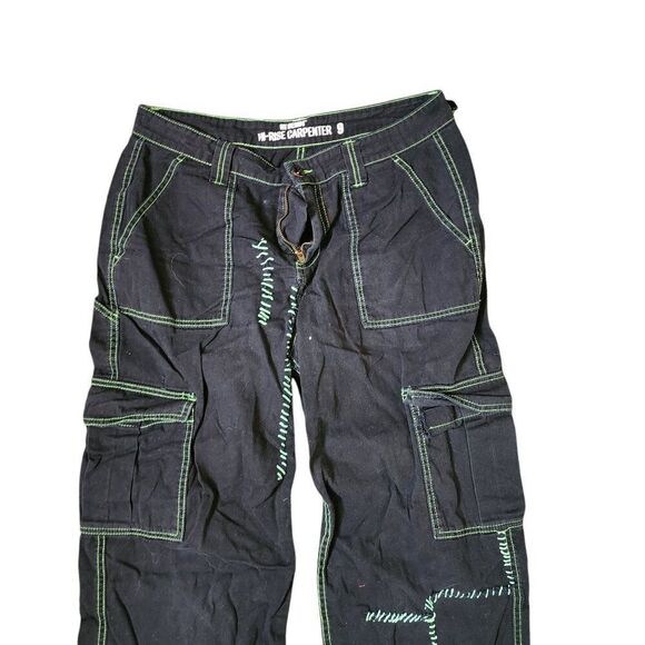 Hot Topic Baggy Cargo Pants Womens Size 9 Black - Picture 1 of 4